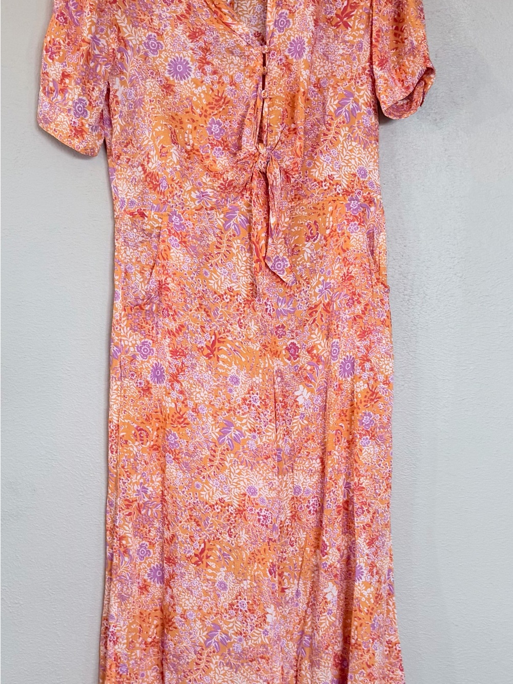 Poupette St. Barth Jena Jumpsuit Medium Orange  Floral Batik Tropical Resort